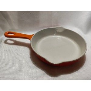 VTG Le Creuset 6.25" Small Skillet Frying Pan Enamel Cast Iron Orange Flame Fry